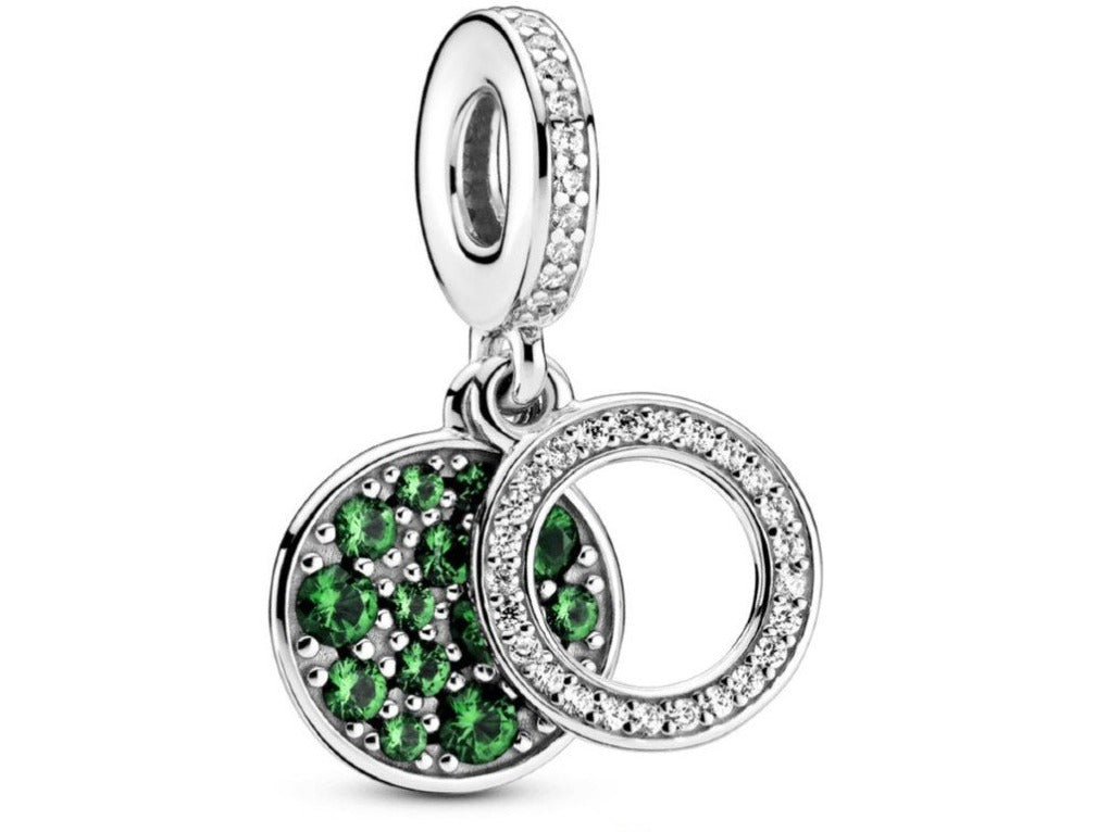 PCHARM2515  COLGANTE DOBLE FONDO CON CIRCONES VERDES