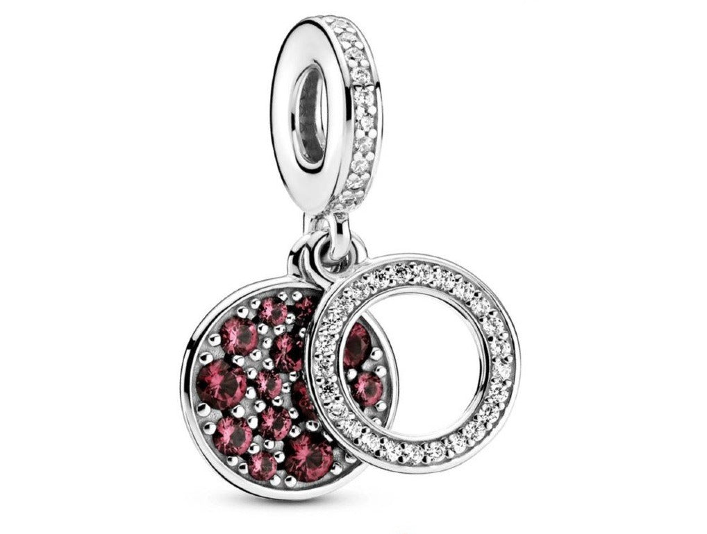 PCHARM2515#1  COLGANTE DOBLE FONDO CON CIRCONES ROSAS