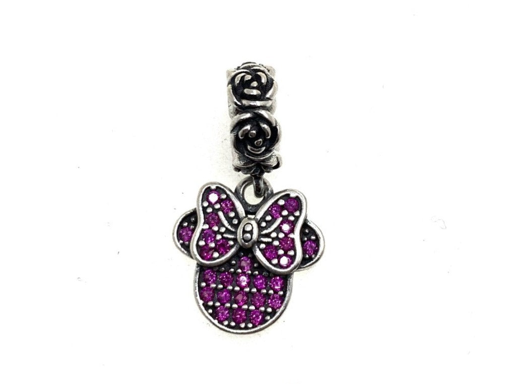 PCHARM2521 COLGANTE CON LA FIGURA DE CABEZA DE MINNIE MOUSE, CIRCONES ROSAS