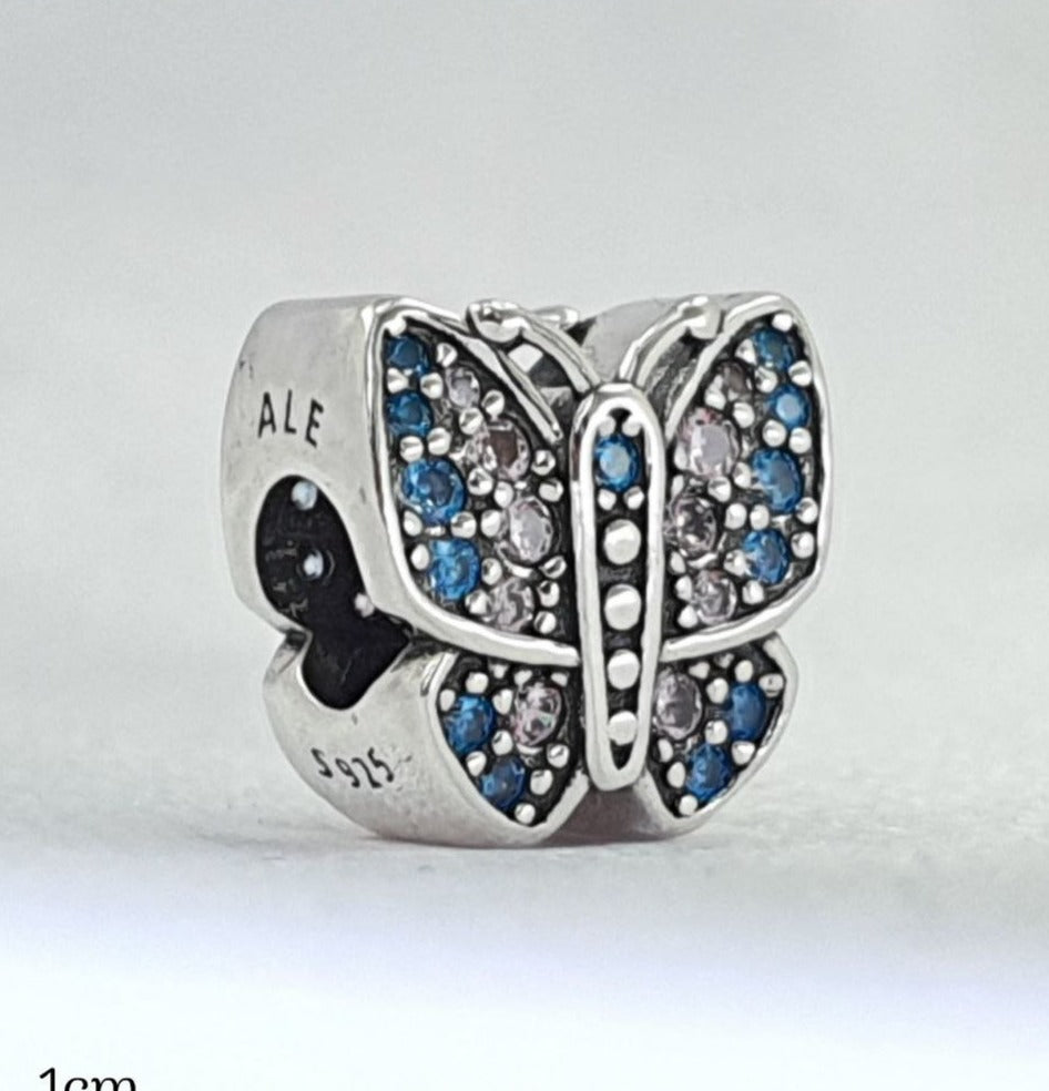 PCHARM2654  MARIPOSA CON CIRCONES AZULES