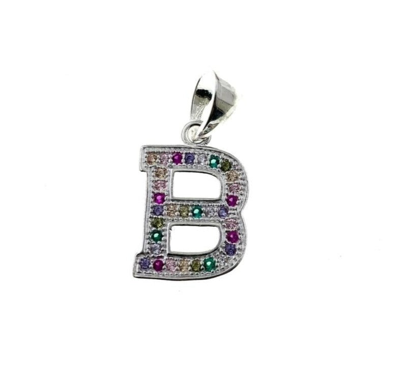 PDIJE1046 LETRA B CIRCONES DE COLORES PLATA 925