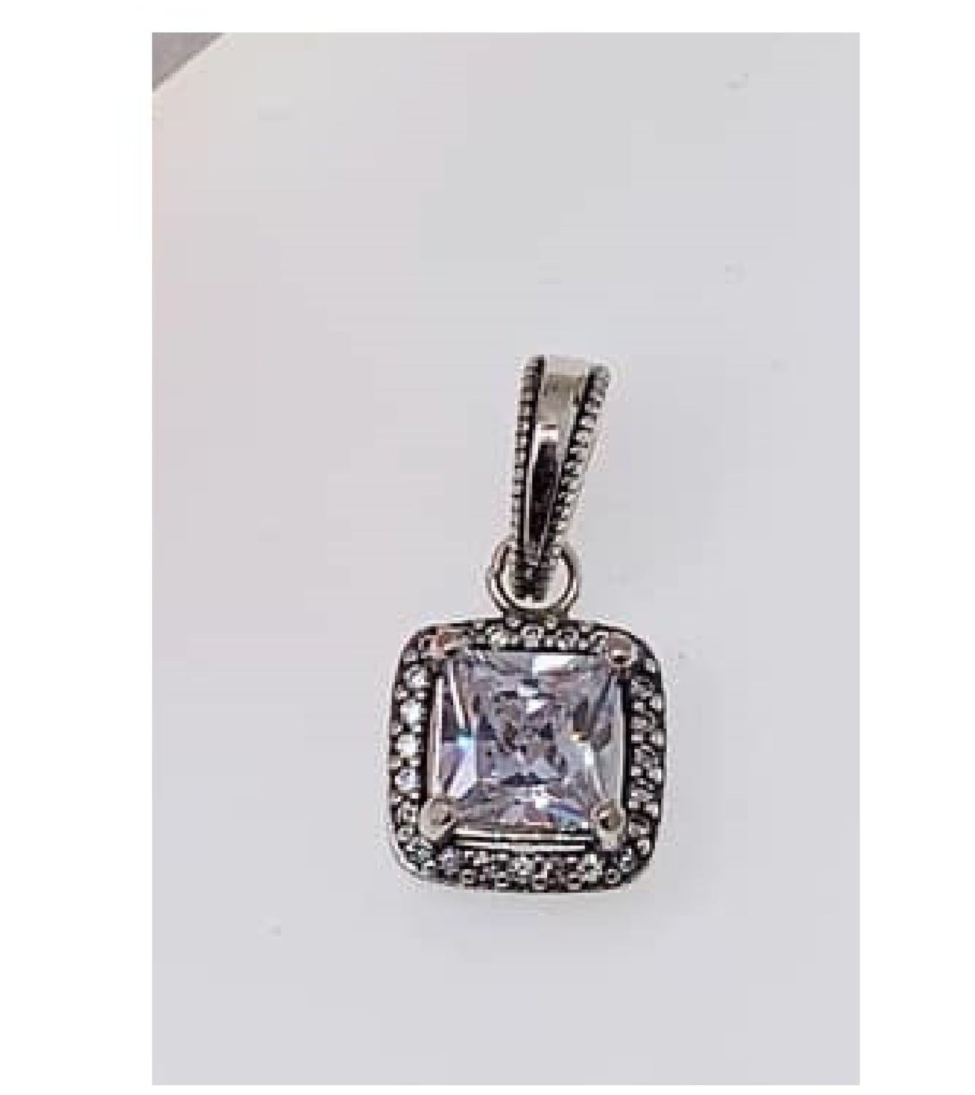 PDIJE1244 DIAMANTE CUADRADO TRANSPARENTE  PLATA 925