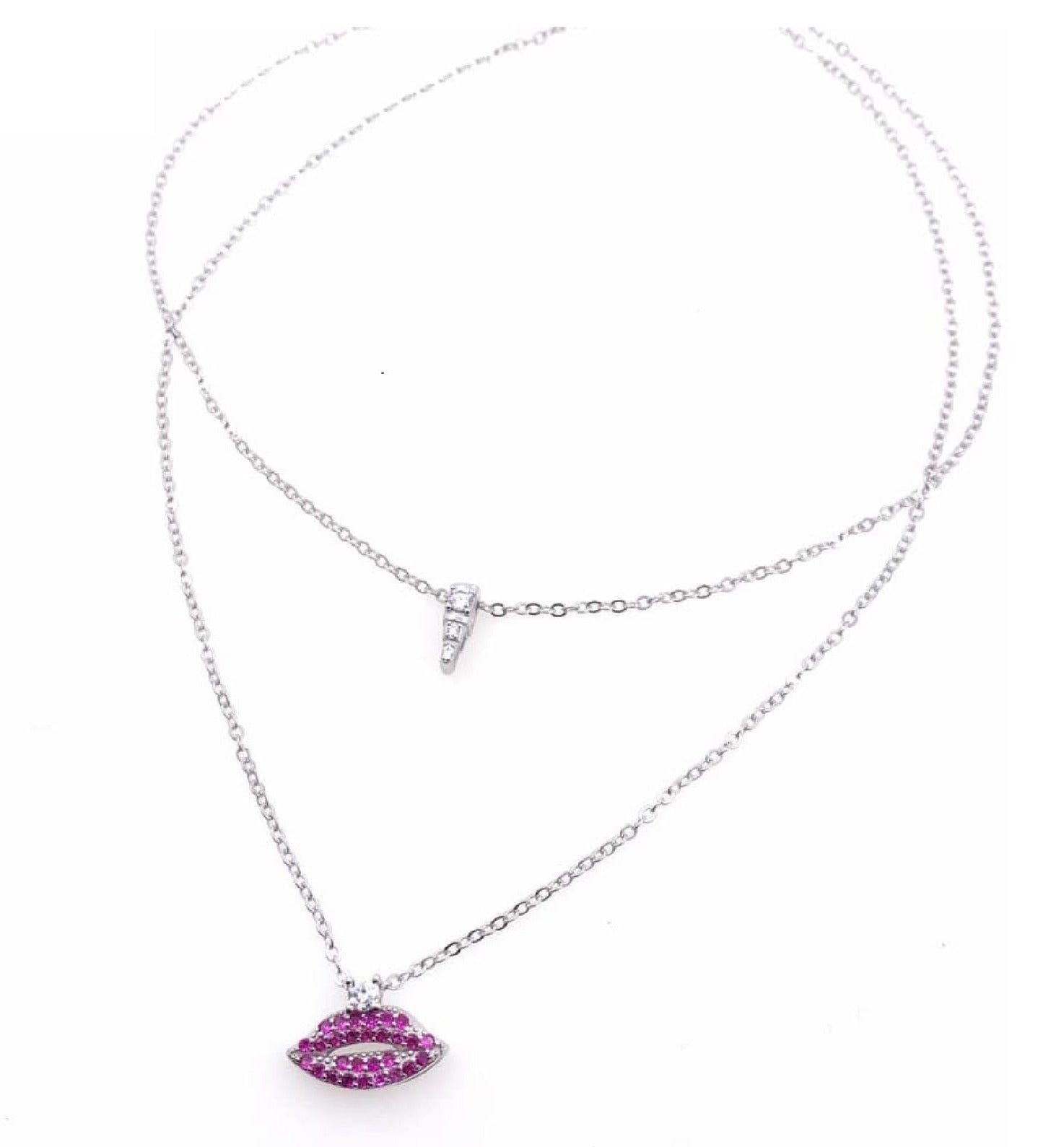 PDIJE1260 DOBLE CADENA LABIOS PLATA 925