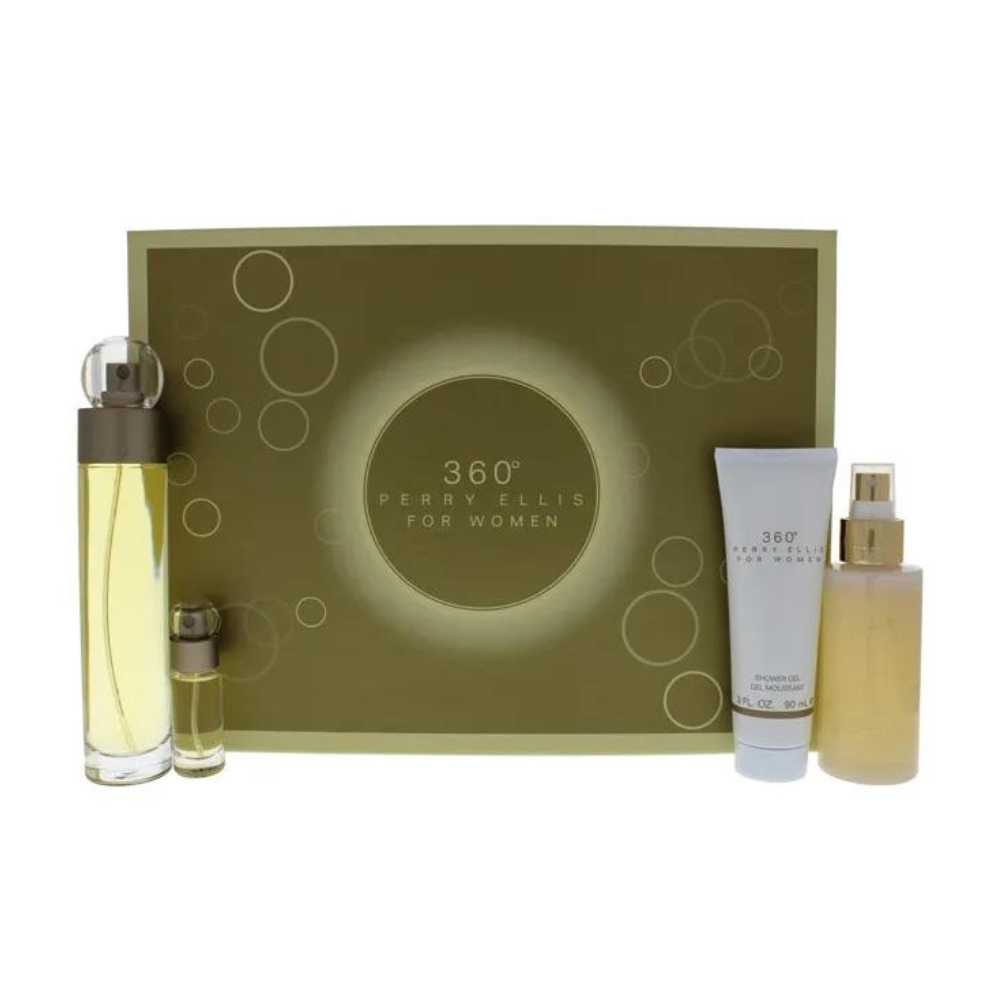 SET PERRY ELLIS 360º FOR WOMEN EDT 100ML, BODY MIST 118ML, SHOWER GEL 90ML, EDT 7.5ML