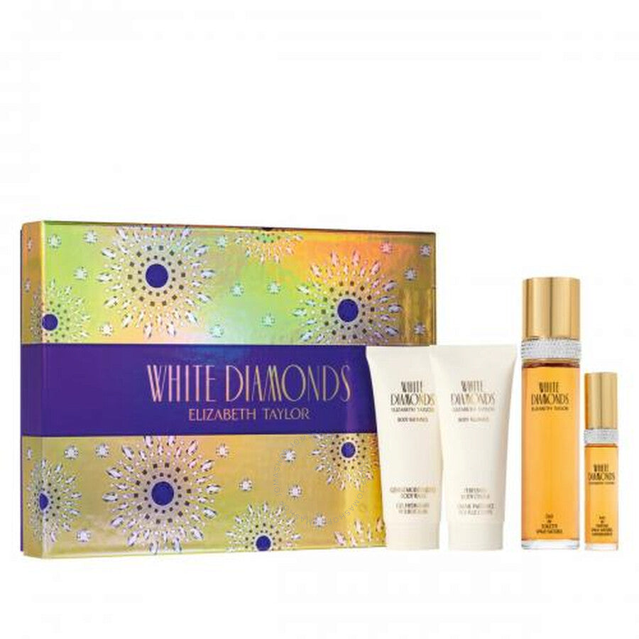 SET ELIZABETH TAYLOR WHITE DIAMONDS EDT 100ML,EDP 15ML,CREMA 100ML,GEL DE BAÑO 100ML