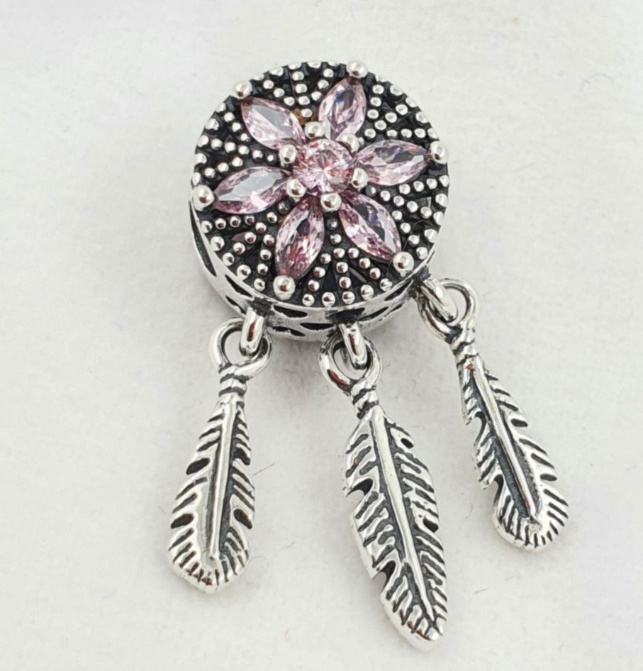 PCHARM2657   ATRAPA SUEÑOS CIRCONES ROSADOS