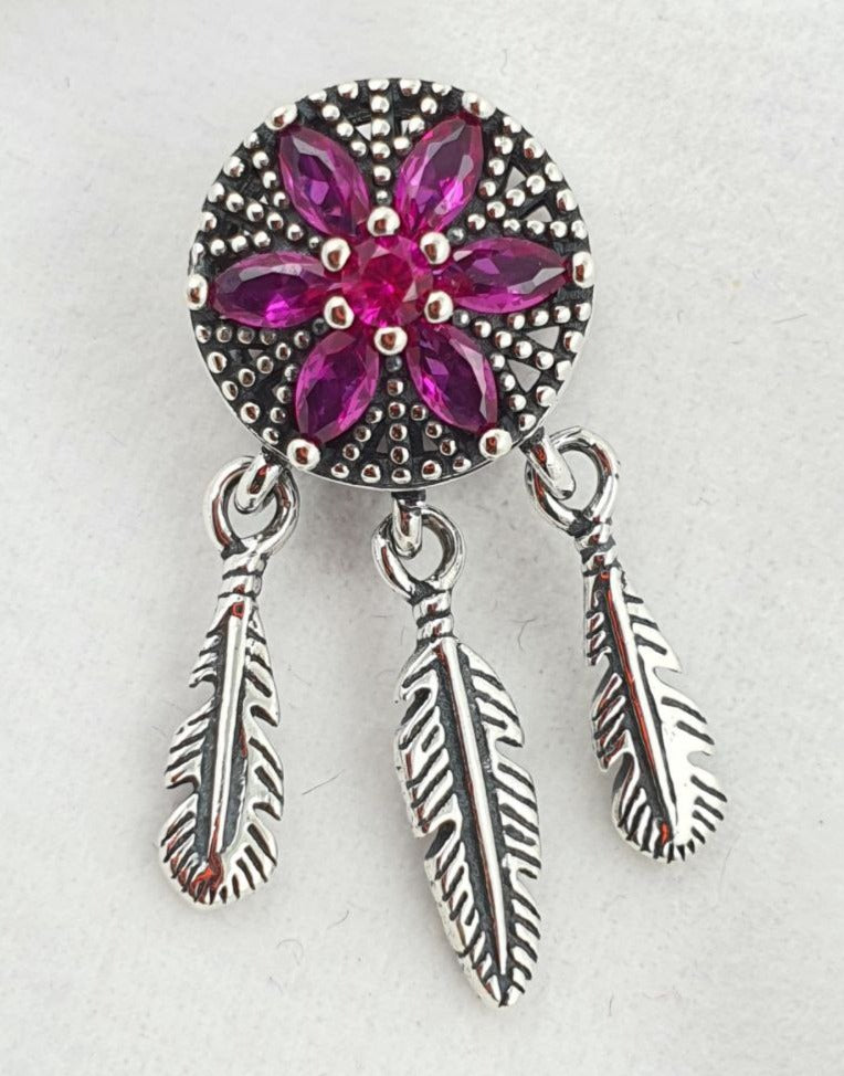 PCHARM2657#2  ATRAPA SUEÑOS CIRCONES FUCSIA