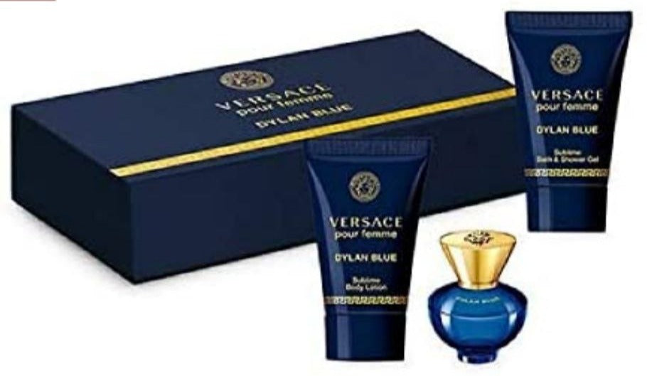 VERSACE DYLAN BLUE EDP 5ML, SHOWER GEL 25ML, BODY LOTION 25ML
