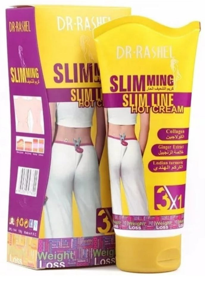 CREMA CORPORAL ADELGAZANTE REAFIRMANTE CON EXTRACTO DE JENJIBRE CURCUMA Y COLAGENO DR RASHEL
