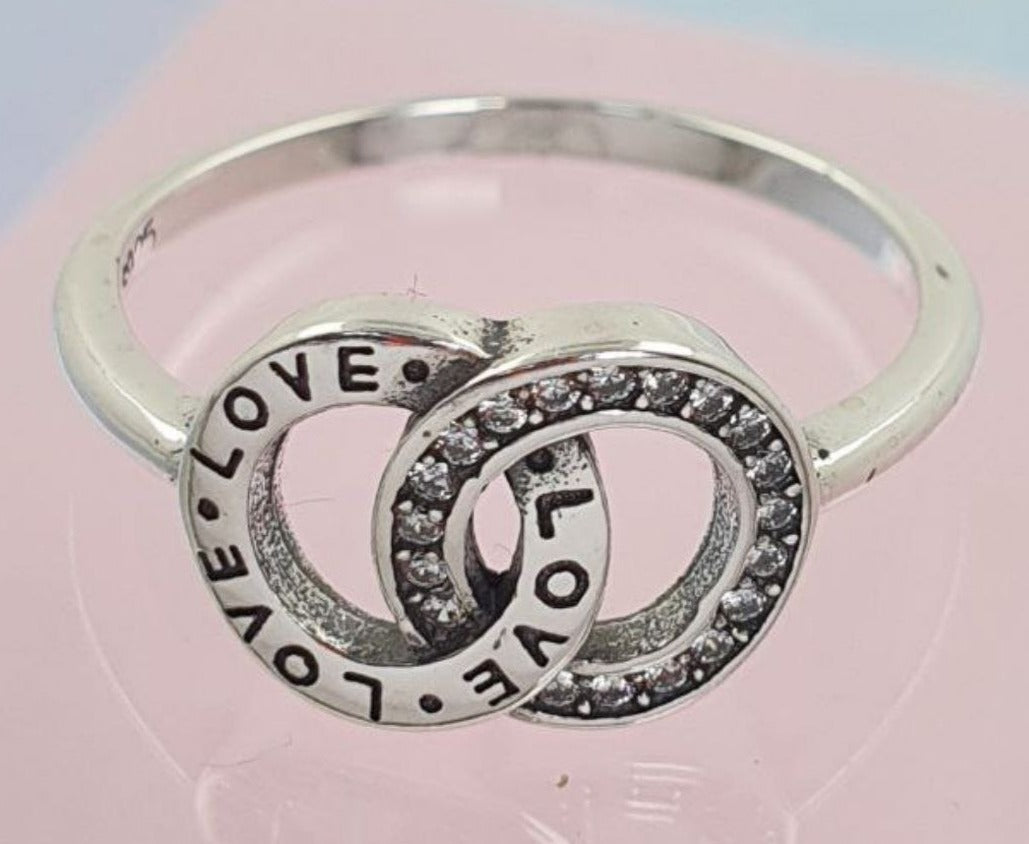 PANI1784 ANILLO DOBLE ARO CON MENSAJE (AMOR) PLATA 925 AMOR SAN VALENTIN